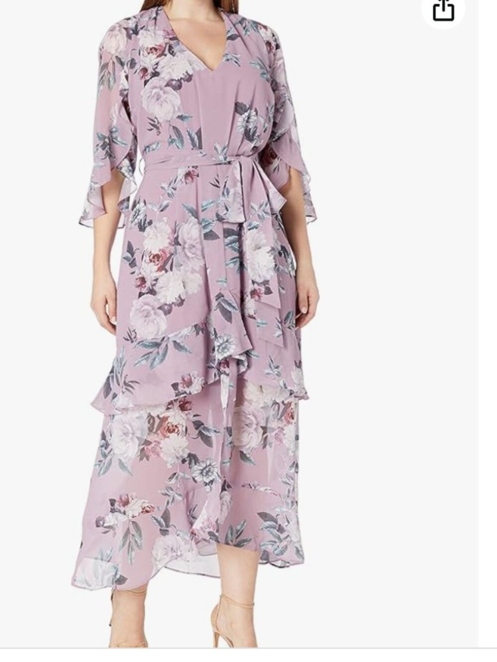 City Chic Dusty Pink Floral Ruffled Maxi Dress Size 16